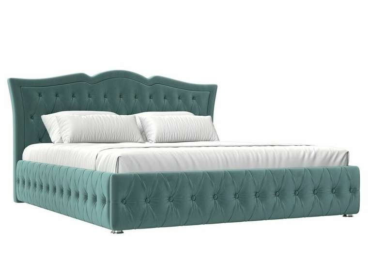 Кровать Герда 200х200 бирюзового цвета с подъемным механизмом