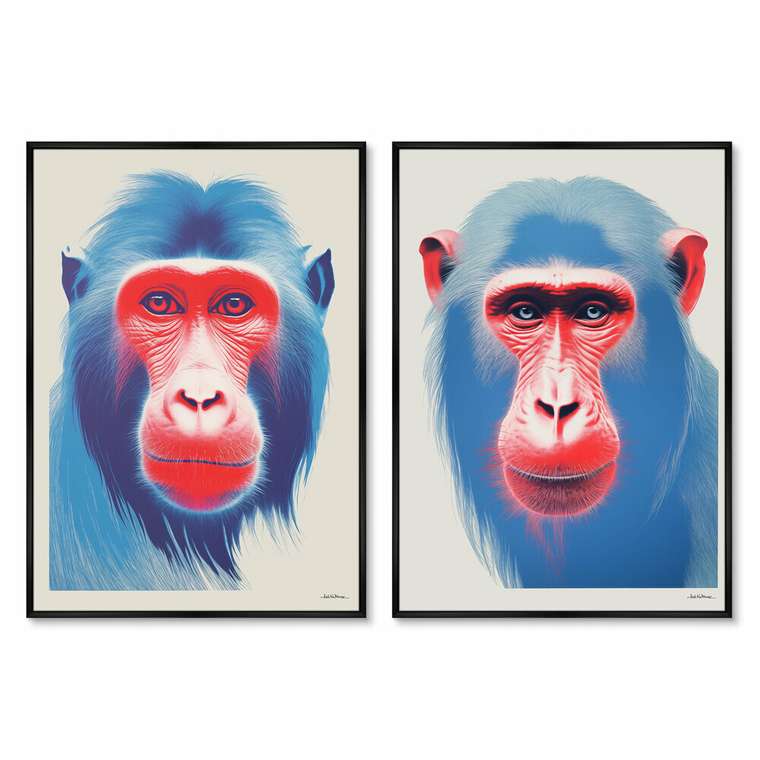 Набор из двух репродукций картин The Monkeys, 2024г.