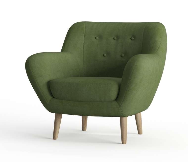 Кресло Cloudy в обивке из велюра темно-зеленого цвета