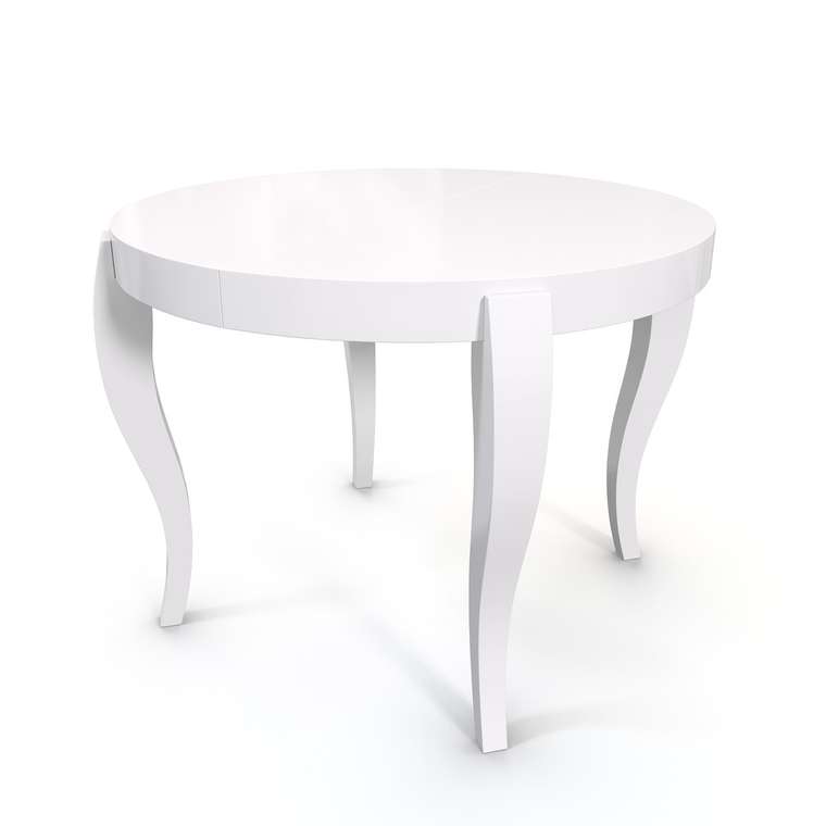 Раздвижной обеденный стол Элис белого цвета с ножками из массива бука