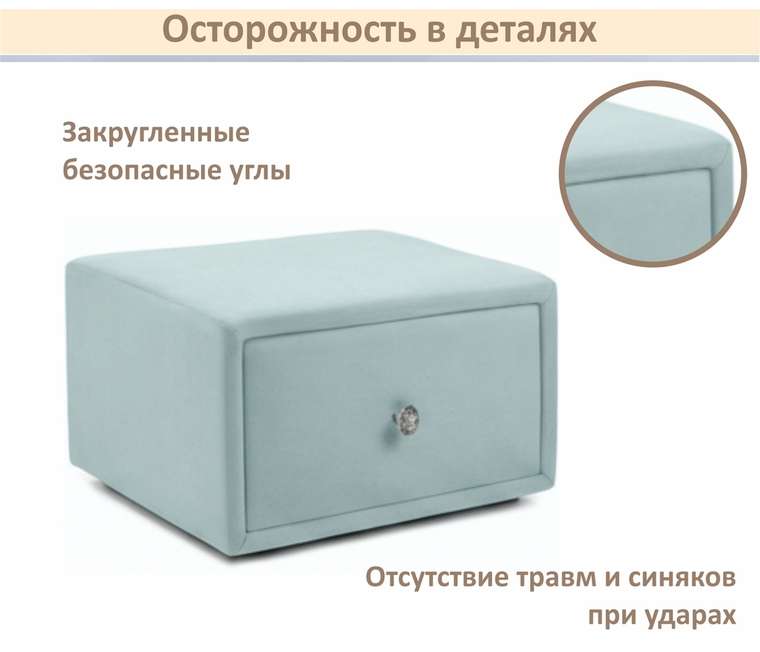 Мягкая прикроватная навесная тумба Mild мятного цвета