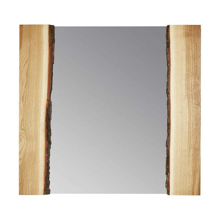 Зеркало настенное Дуб с корой с рамой из массива дерева