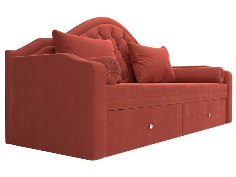 Прямой диван-кровать Сойер кораллового цвета