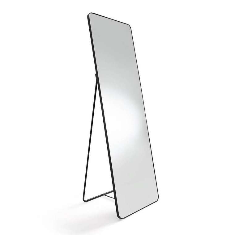 Зеркало напольное на подставке с отделкой металлом Iodus черного цвета