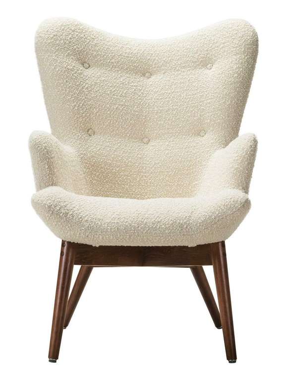 Кресло Хайбэк светло-бежевого цвета с коричневыми ножками
