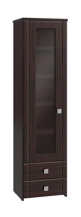 Шкаф-пенал со стеклом Изабель темно-коричневого цвета