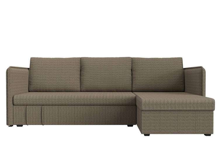 Угловой диван-кровать Слим коричнево-бежевого цвета правый угол