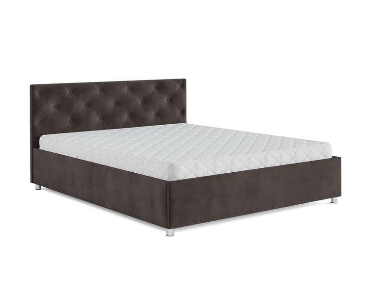 Кровать Классик 160х190 темно-коричневого цвета с подъемным механизмом (микровельвет)