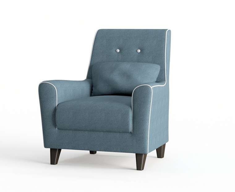 Кресло Мерлин в обивке из велюра светло-синего цвета