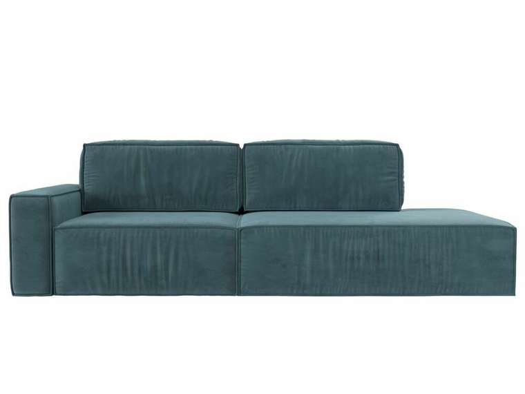 Прямой диван-кровать Прага модерн бирюзового цвета подлокотник слева