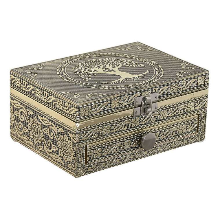 Шкатулка Белый Шампанское Деревянный Алюминий 17,5 x 12,5 x 8,5 cm