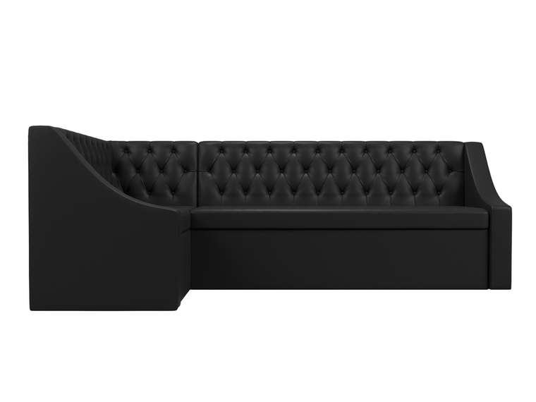 Угловой диван-кровать Мерлин черного цвета (экокожа) левый угол