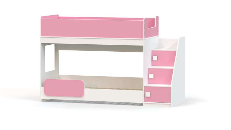 Двухъярусная кровать Ridgimmi 4.3 75х175 бело-розового цвета