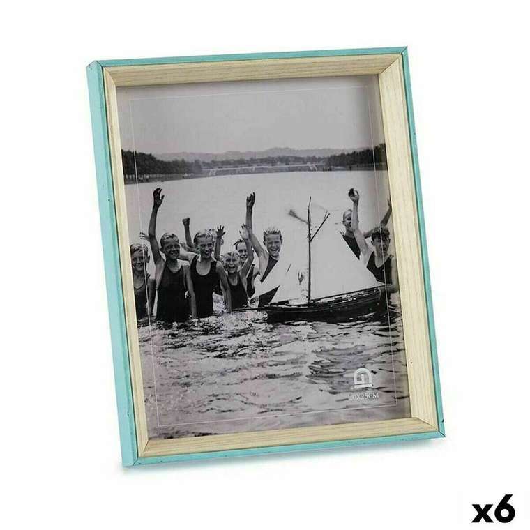 Фоторамка Стеклянный Синий Белый 3 x 27 x 22 cm Деревянный MDF (6 штук)