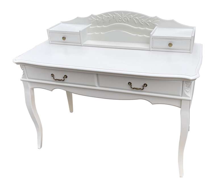 Стол письменный с бюро белого цвета в стиле прованс