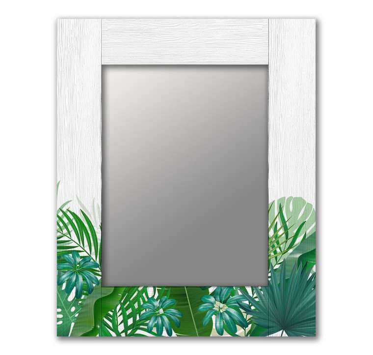 Настенное зеркало Пальмы Грин 50х65 бело-зеленого цвета