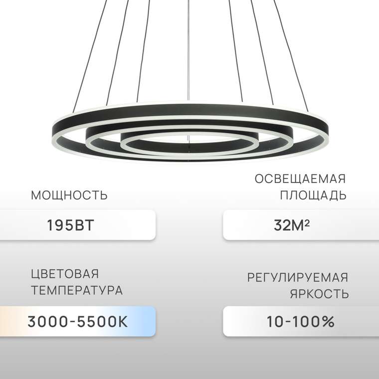 Citilux Дуэт CL719681 LED Люстра подвесная с пультом Чёрная