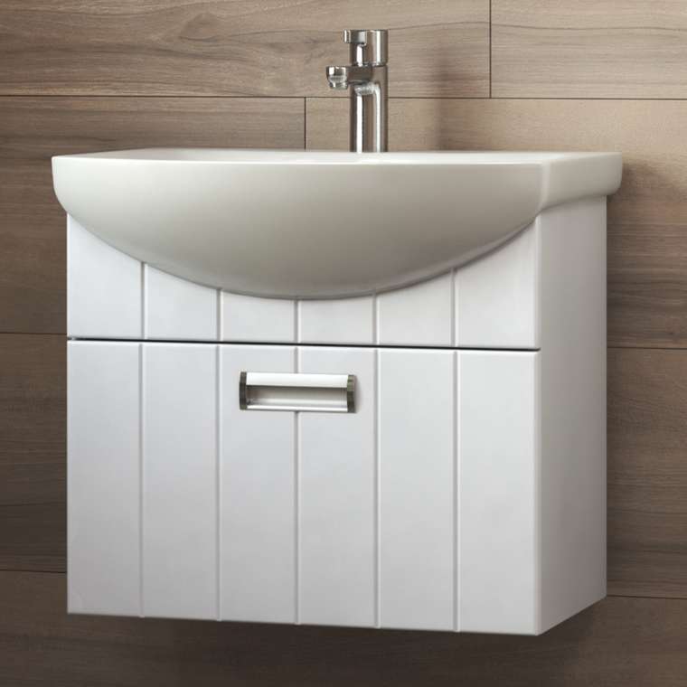 Тумба под раковину Диана 60 белого цвета навесная