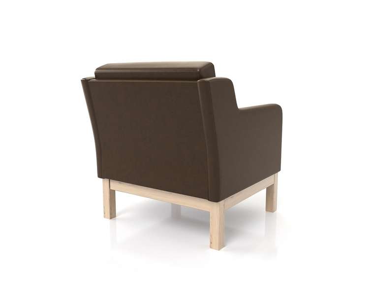 Кресло Айверс из массива сосны с обивкой темно-коричневый кожзам