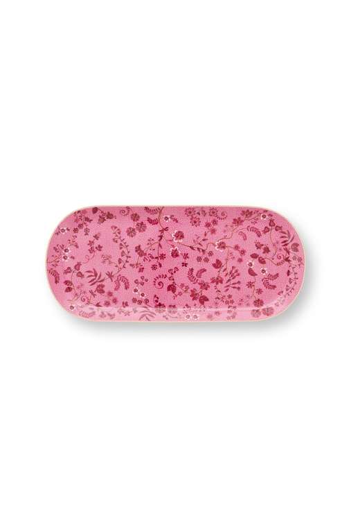 Блюдо для торта прямоугольное Jolie Flowes Pink розового цвета