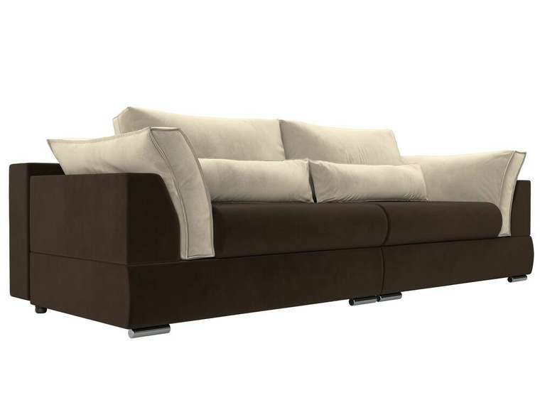 Прямой диван-кровать Пекин коричнево-бежевого цвета