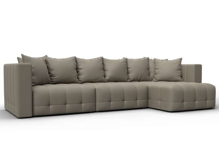 Угловой диван-кровать Лига-052 Лонг бежевого цвета (экокожа)