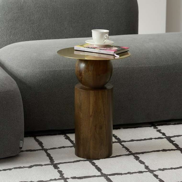 Кофейный стол Самата коричнево-золотого цвета