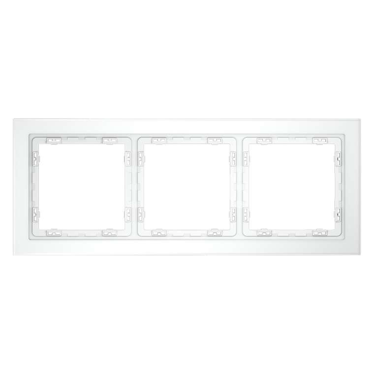 Рамка стеклянная VOLTUM S70 на 3 поста, (белый,матовый,стекло)