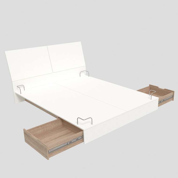Кровать Лада 120х200 белого цвета с ящиками и подсветкой