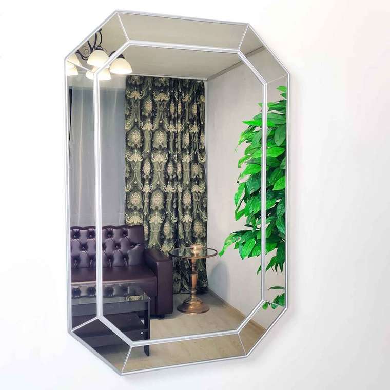 Настенное зеркало Rino 60x90 серебряного цвета