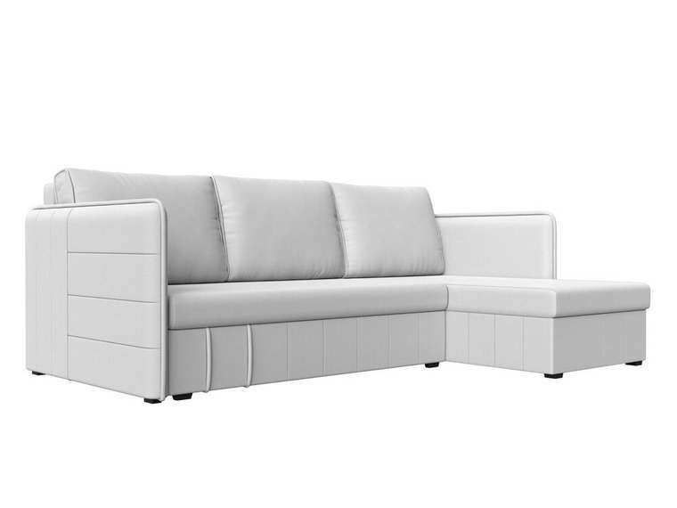 Угловой диван-кровать Слим белого цвета (экокожа) правый угол