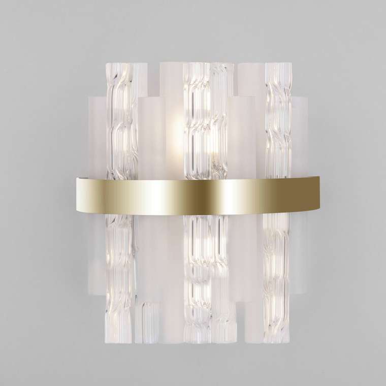 Настенный светильник с декором Hollis бело-латунного цвета