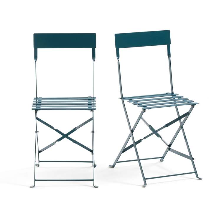Комплект складных стульев из металла Ozevan синего цвета