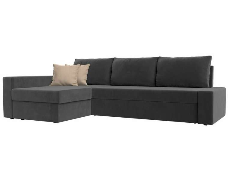 Угловой диван-кровать Версаль серого цвета левый угол