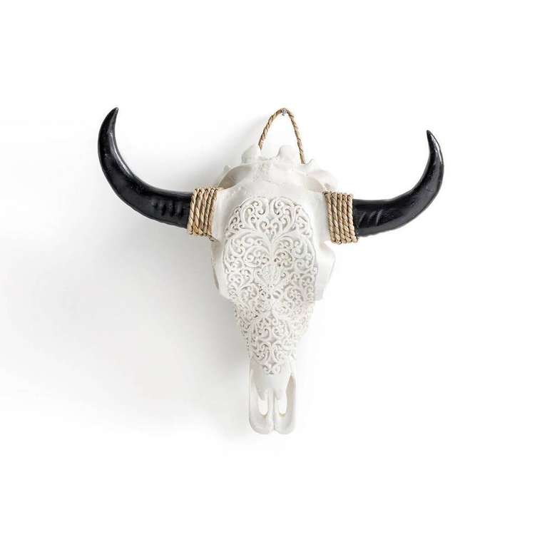 Украшение настенное голова буйвола Ugoya белого цвета