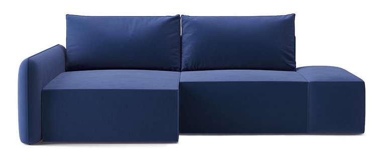 Угловой диван-кровать Портленд темно-синего цвета левый