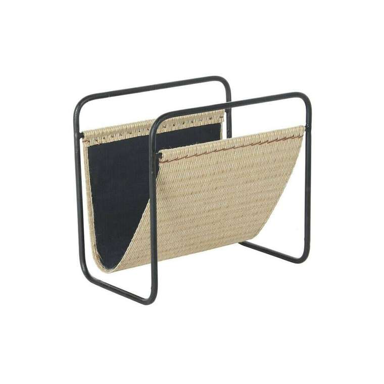 Полка для журналов 39 x 26 x 36 cm Натуральный Чёрный Металл