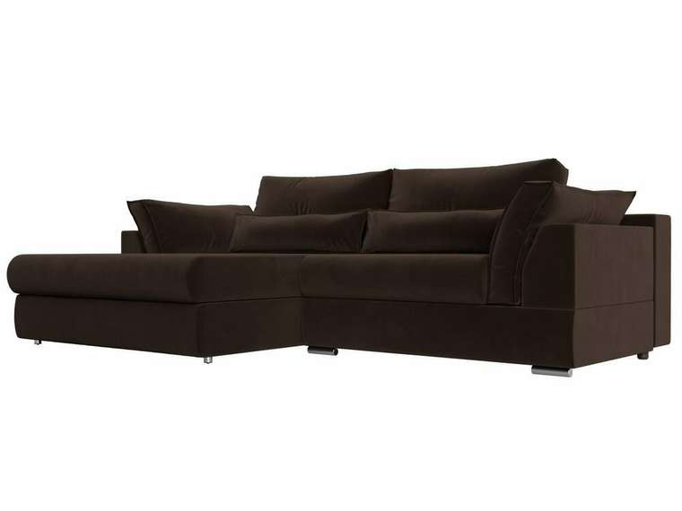 Угловой диван-кровать Пекин коричневого цвета угол левый