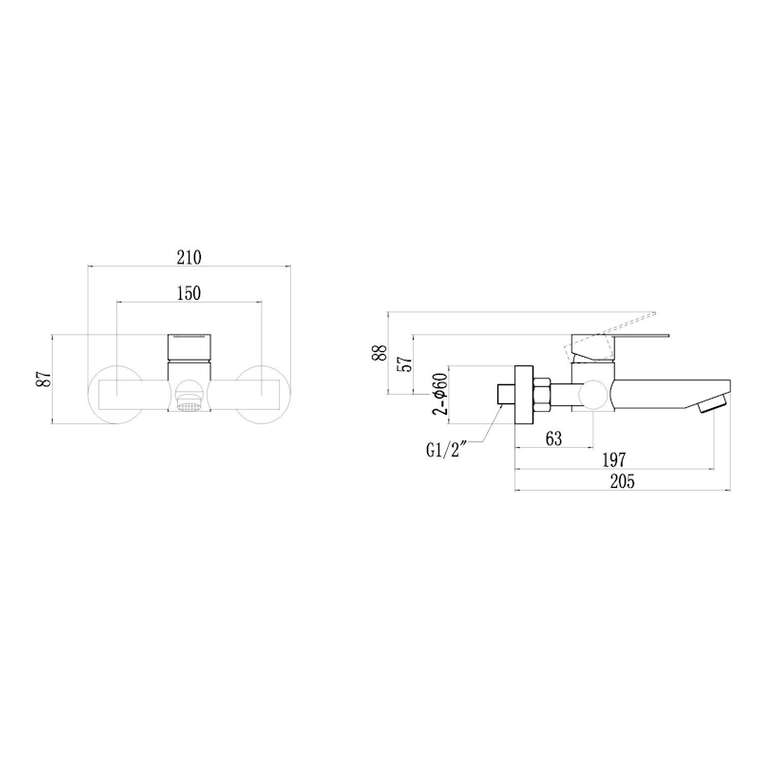 Смеситель для ванны Fmark FS8202C, матовое золото