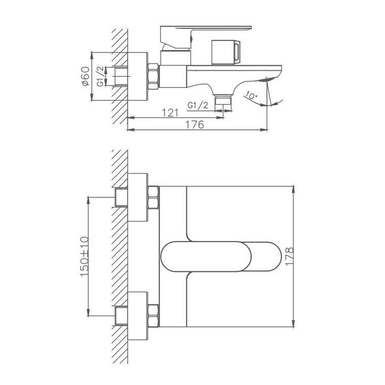 Смеситель для ванны Haiba HB60590, хром