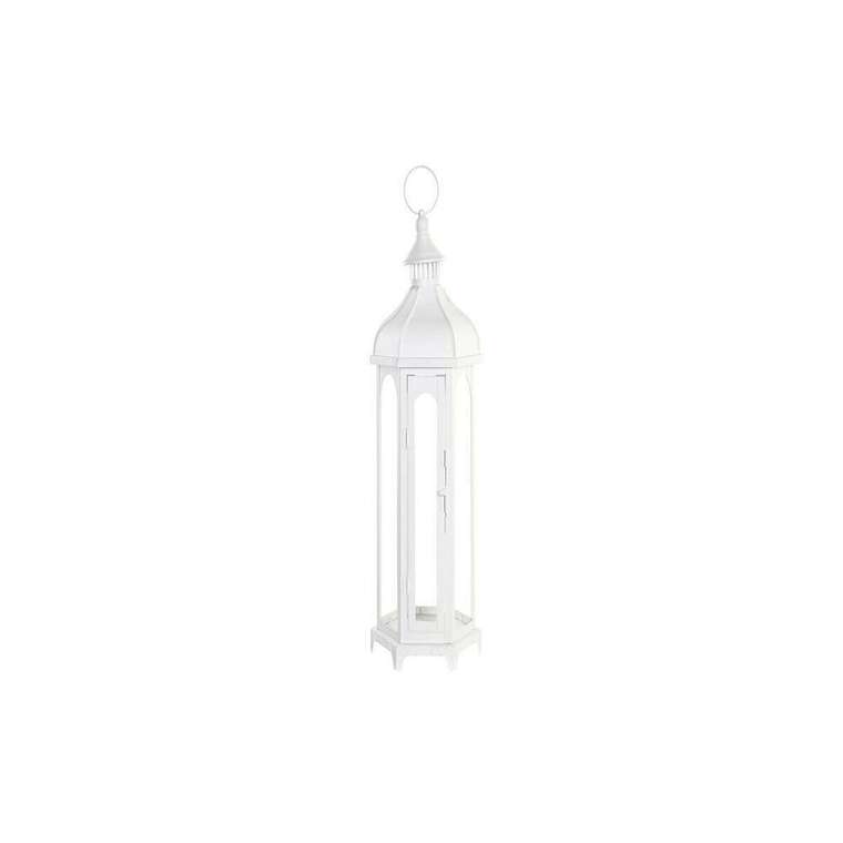 Фонарь DKD Home Decor Стеклянный Металл Белый (20 x 17 x 55 cm)