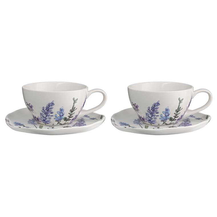 Набор из двух чайных пар Floral белого цвета