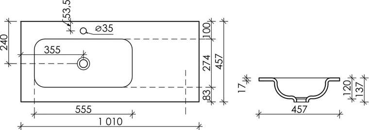 Раковина Element полувстраиваемая