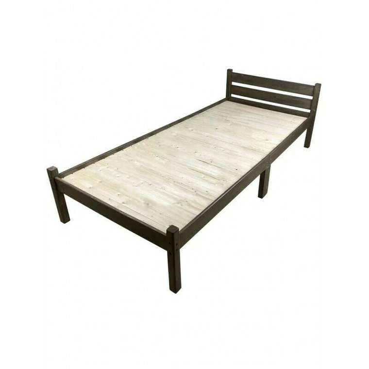 Кровать односпальная Классика Компакт сосновая со сплошным основанием 90х200 цвета венге