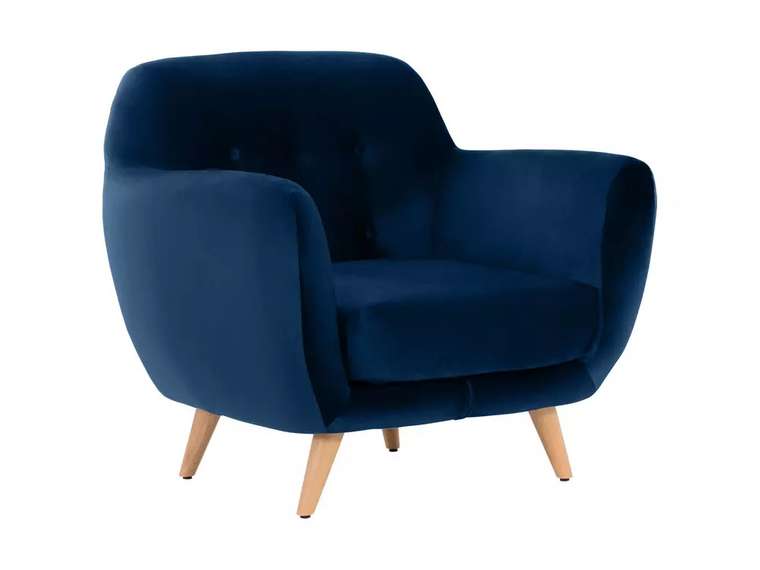 Кресло Loa в обивке из велюра темно-синего цвета