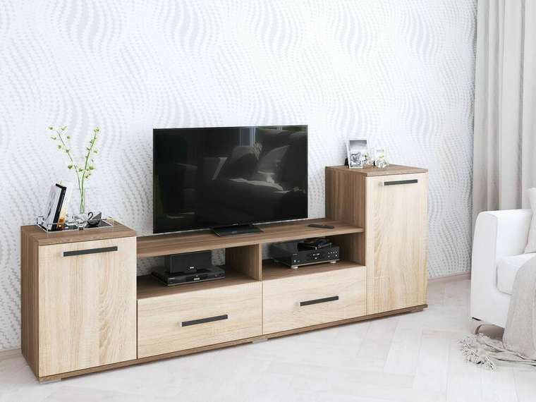 Тумба под телевизор Парус 2 светло-коричневого цвета