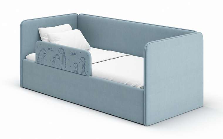Кровать-диван Leonardo 70х160 голубого цвета с подъёмным механизмом и бортиком