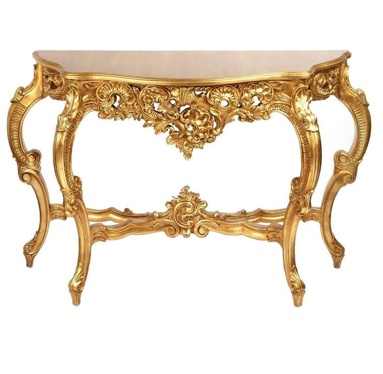 Консоль с деревянной столешницей Hermitage Gold