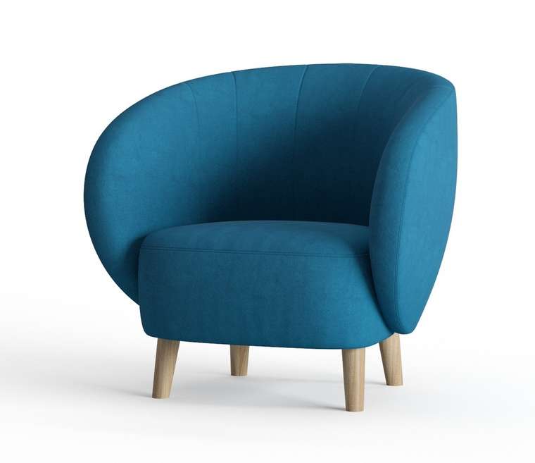 Кресло Чарльз в обивке из велюра синего цвета