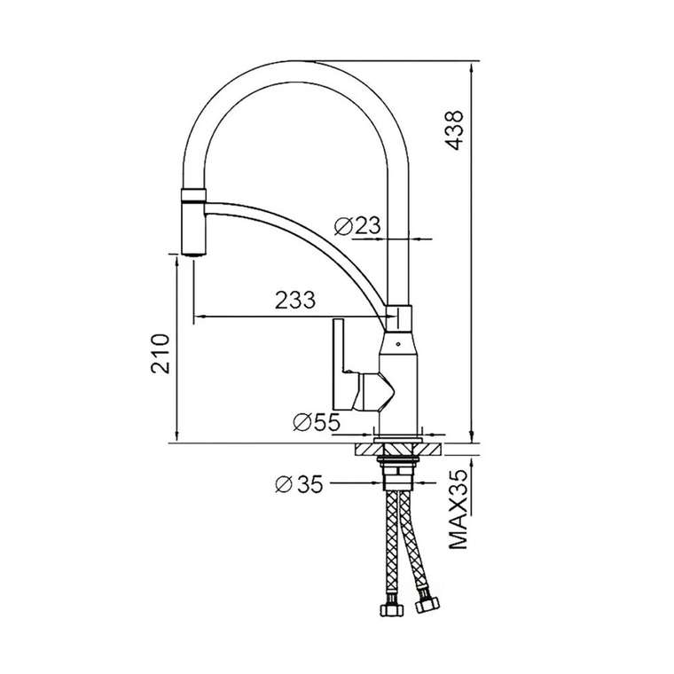 Смеситель для кухни с гибким изливом Haiba HB73644-7, черный